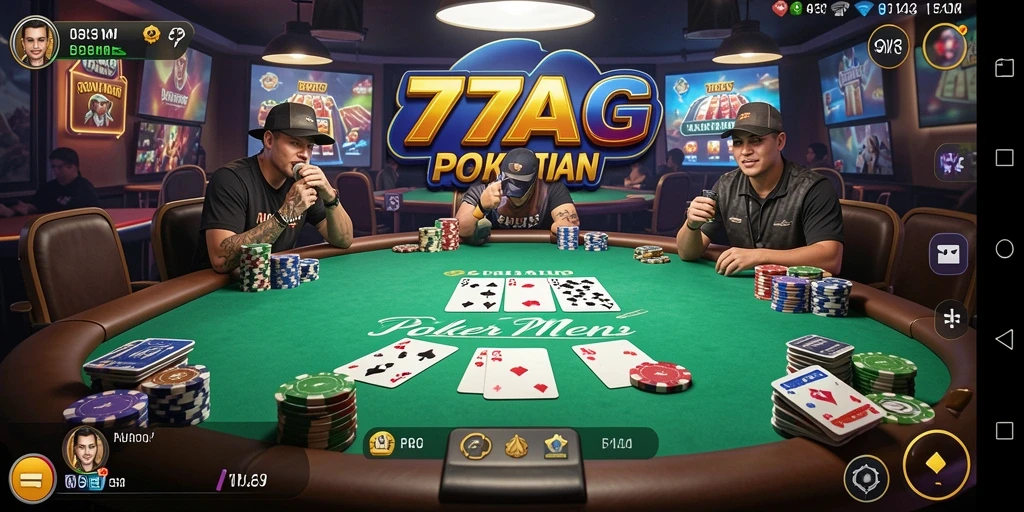 Tampilan menarik dari gameplay Poker di 77AG.