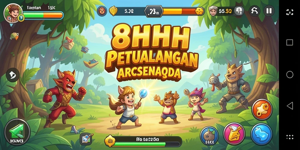Screenshot utama 8HHH menampilkan aksi seru dalam permainan Arcade.