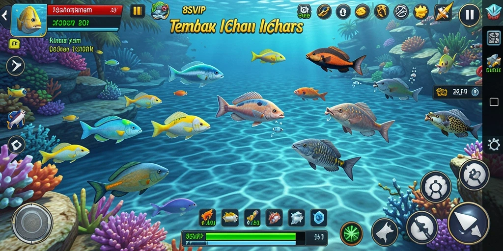 Screenshot gameplay 8SVIP yang menampilkan aksi menembak ikan.
