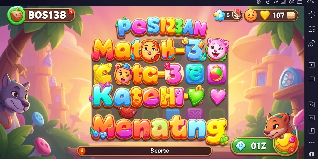 Screenshot gameplay BOS138 dengan permata berwarna-warni yang seru.
