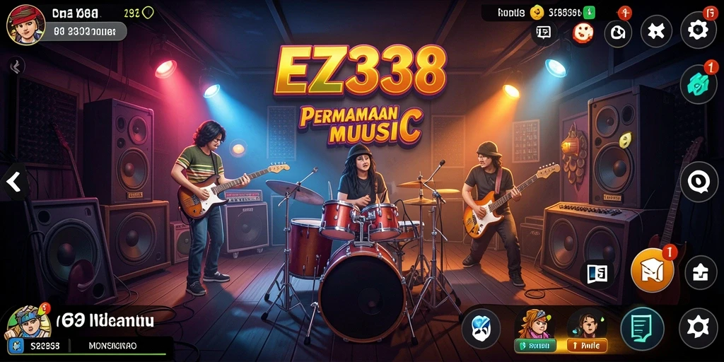 Screenshot utama EZ338 menampilkan pengguna yang menikmati permainan musik.