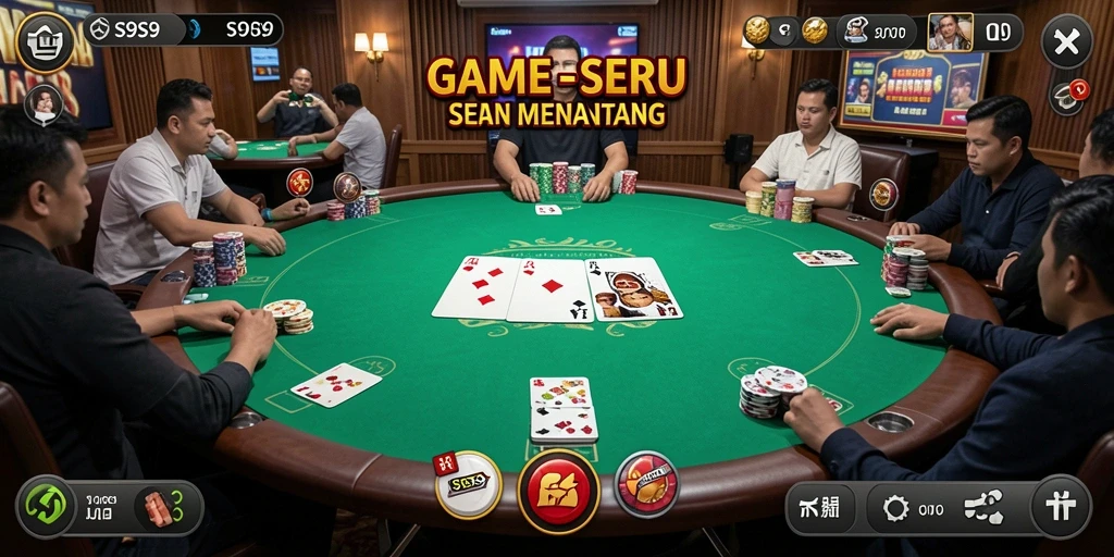 Screenshot gameplay Poker yang seru dan menegangkan.