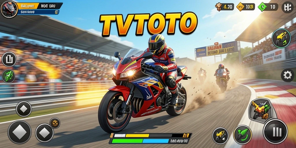 Tampilan nyata balapan motor dalam TVTOTO yang mendebarkan.